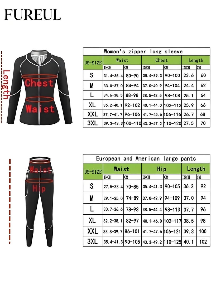 FUREUL Slimming Sauna Suit Suits for Women Sweat, Workout JacketLock Sweating Profusely Pants, Weight Loss Sweat Suit Slim Fitness zipper Clothes - Image 5