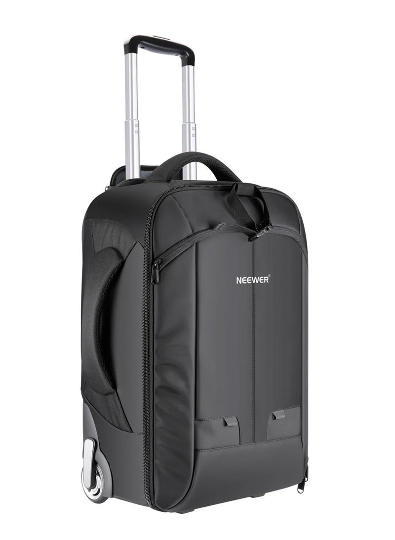 Neewer 2-in-1 Convertible Wheeled Camera Backpack and Trolley Case with Double Bar, Anti-Shock Detachable Padded Compartment for SLR/DSLR Cameras, Tripods, Lenses, and Accessories black - Image 1