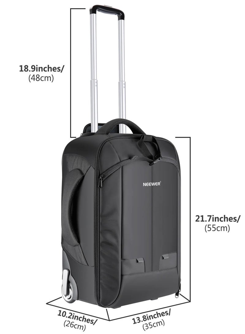 Neewer 2-in-1 Convertible Wheeled Camera Backpack and Trolley Case with Double Bar, Anti-Shock Detachable Padded Compartment for SLR/DSLR Cameras, Tripods, Lenses, and Accessories black - Image 2