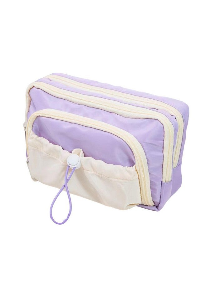 FunBlast Pencil Pouch for Girls - Multiple Compartment Zipper Pouch with Drawstring Pocket, Aesthetic Pouch for Girls, Kawaii Pencil Case, Cute Pouches for Girls, Return Gift for Kids (Purple) - Image 1