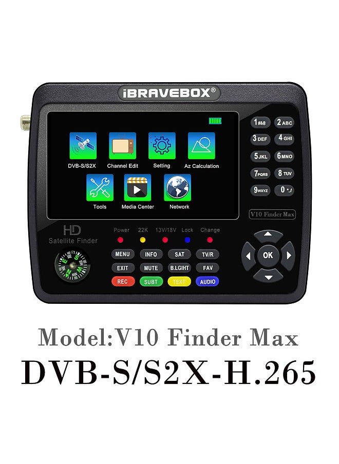 iBravebox - iBRAVEBOX V10 Finder Max HD Satellite TV Signal Finder DVB-S/S2/S2X Digital Handheld Signal Meter Satellite Finder H.265 4.3Inch LCD - Image 1