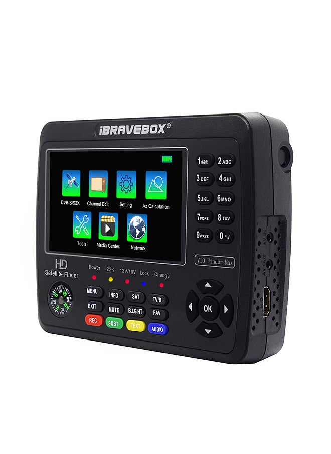 iBravebox - iBRAVEBOX V10 Finder Max HD Satellite TV Signal Finder DVB-S/S2/S2X Digital Handheld Signal Meter Satellite Finder H.265 4.3Inch LCD - Image 1