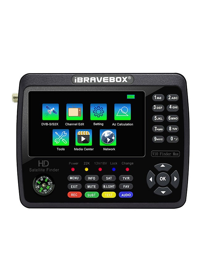 iBravebox - iBRAVEBOX V10 Finder Max HD Satellite TV Signal Finder DVB-S/S2/S2X Digital Handheld Signal Meter Satellite Finder H.265 4.3Inch LCD - Image 1