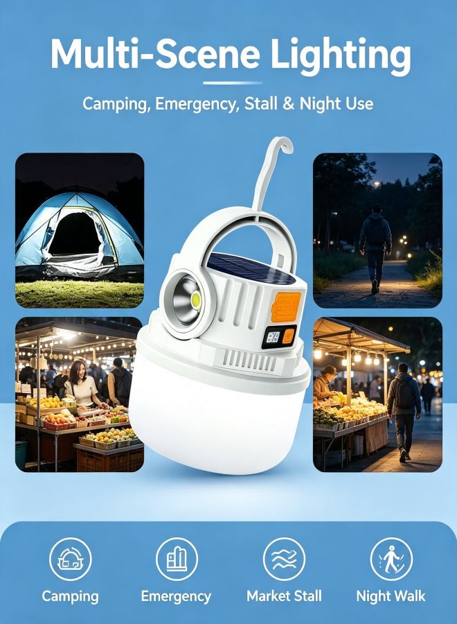 Solar Rechargeable LED Camping Lantern, USB & Solar Emergency Hanging Light for Outdoor & Home Use - Image 4