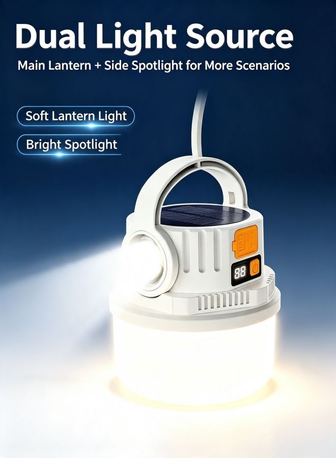 Solar Rechargeable LED Camping Lantern, USB & Solar Emergency Hanging Light for Outdoor & Home Use - Image 1