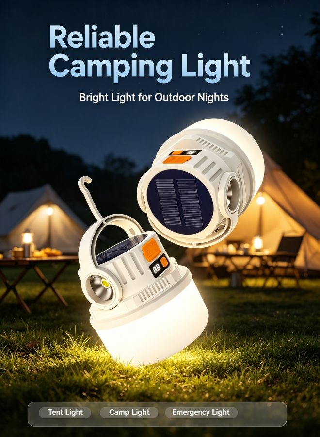 Solar Rechargeable LED Camping Lantern, USB & Solar Emergency Hanging Light for Outdoor & Home Use - Image 2