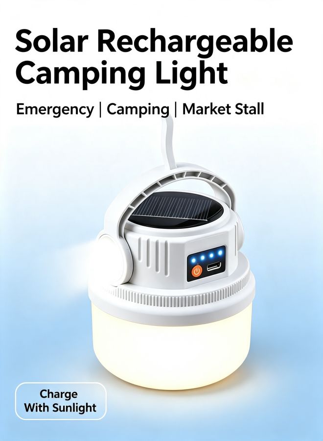 Solar Rechargeable LED Camping Lantern, USB & Solar Emergency Hanging Light for Outdoor & Home Use - Image 3