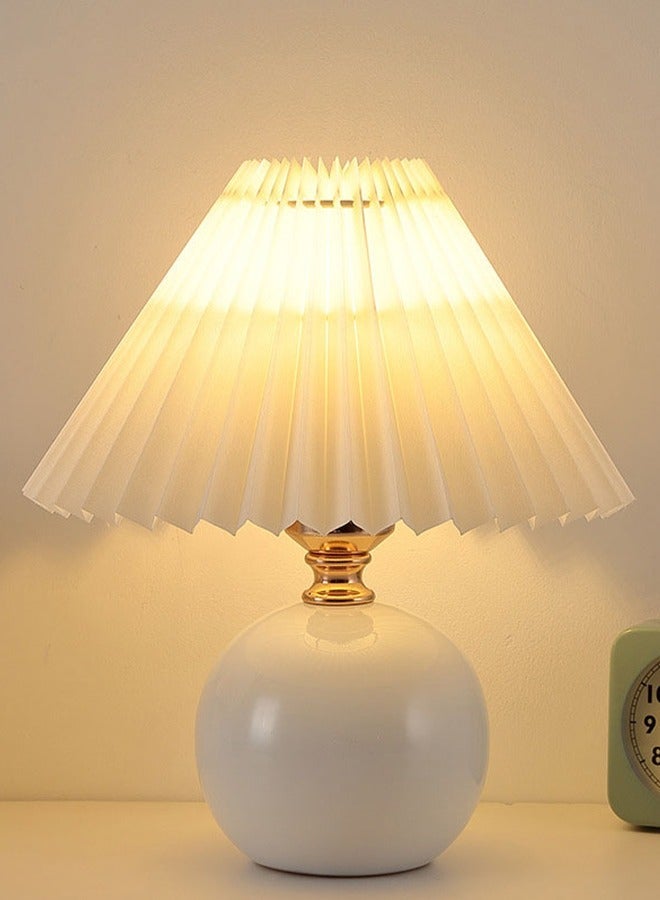 DUNISO Night LED Table Lamp, Simple Modern Table Lamp with White Fabric Lampshade, USB Touch Switch, for Bedroom Living Room - Image 1
