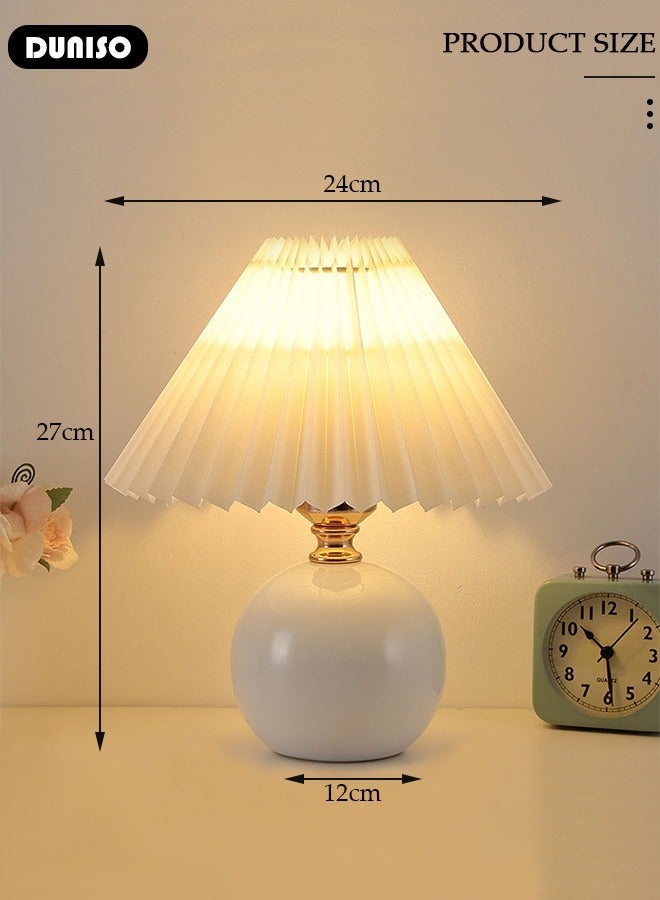 DUNISO Night LED Table Lamp, Simple Modern Table Lamp with White Fabric Lampshade, USB Touch Switch, for Bedroom Living Room - Image 4