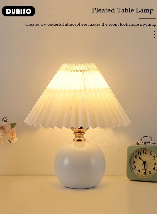 DUNISO Night LED Table Lamp, Simple Modern Table Lamp with White Fabric Lampshade, USB Touch Switch, for Bedroom Living Room - Image 5