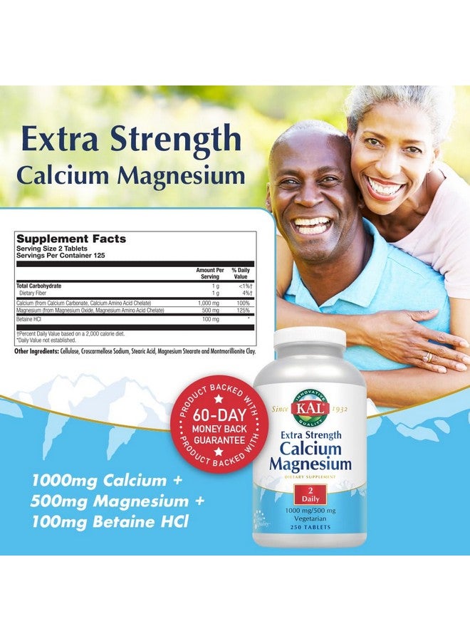 KAL Extra Strength Calcium Magnesium Tablets, 250 Count - Image 2