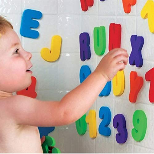 BAIVYLE Baby Bath Toys Foam Fun Alphabet Letters and NumbersFloating Toy 36 PCS ABC for Bathtub Educational Kids Boys Girls Baby Bath Time ToysMakes Clean Up Easy as They Drip Dry in The Tub - Image 1