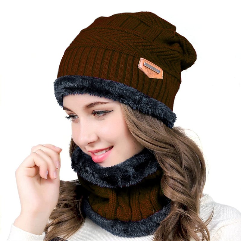 Wearslim قبعات صوف دافئة ®، قبعة رأس مع دافئ للرقبة مجموعة قبعات شتوية وشالات للرجال والنساء - Image 1
