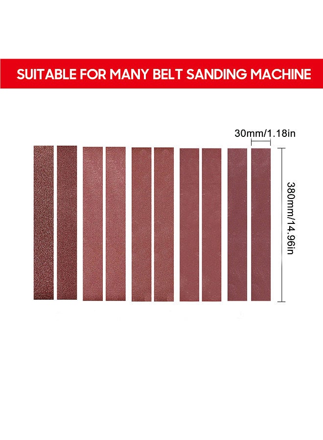 30*380mm Sanding Belts (1.18x14.96 inch) 10Pcs Belts (60/60/80/120/240/320/400/600/800/1000 Grits, One for Each Type) for Home Use Mini Belt Sander  - Image 3