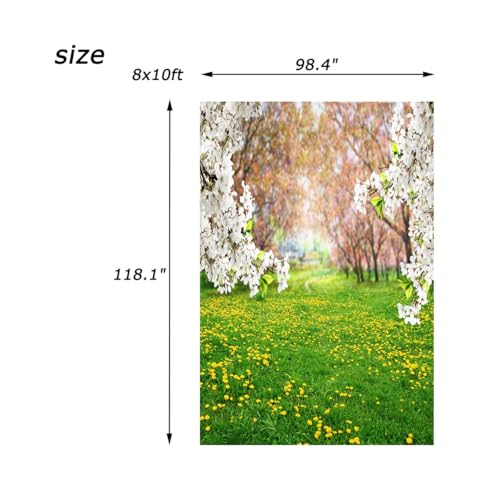 AOFOTO 8x10ft Spring Scenic Backdrop Sweet Flowers Photography Background Meadow Floral Blossoms Garden Florets Grassland Park Trees Kid Baby Portrait Photo Shoot Studio Props Video Wallpaper Drape - Image 4