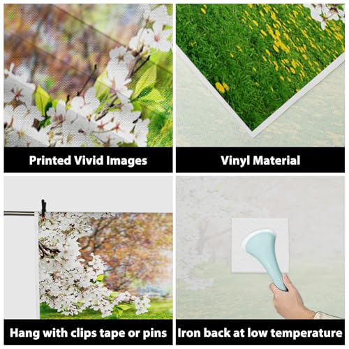 AOFOTO 8x10ft Spring Scenic Backdrop Sweet Flowers Photography Background Meadow Floral Blossoms Garden Florets Grassland Park Trees Kid Baby Portrait Photo Shoot Studio Props Video Wallpaper Drape - Image 3