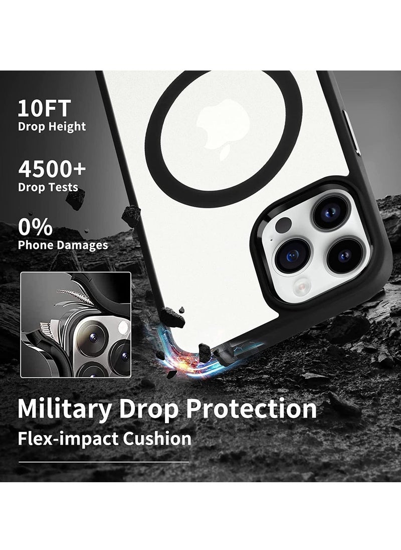 Raxoom iPhone 14 Pro Case Cover with Mag-Safe Magnetic Translucent Matte Protective Cover Back Hard Shockproof Cases for Apple iPhone 14 Pro Phone Case(2022)(6.1 inch) Black - Image 3