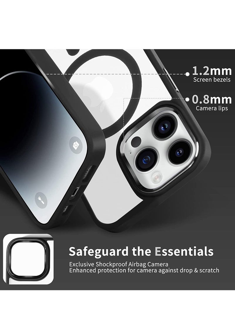 Raxoom iPhone 14 Pro Case Cover with Mag-Safe Magnetic Translucent Matte Protective Cover Back Hard Shockproof Cases for Apple iPhone 14 Pro Phone Case(2022)(6.1 inch) Black - Image 4