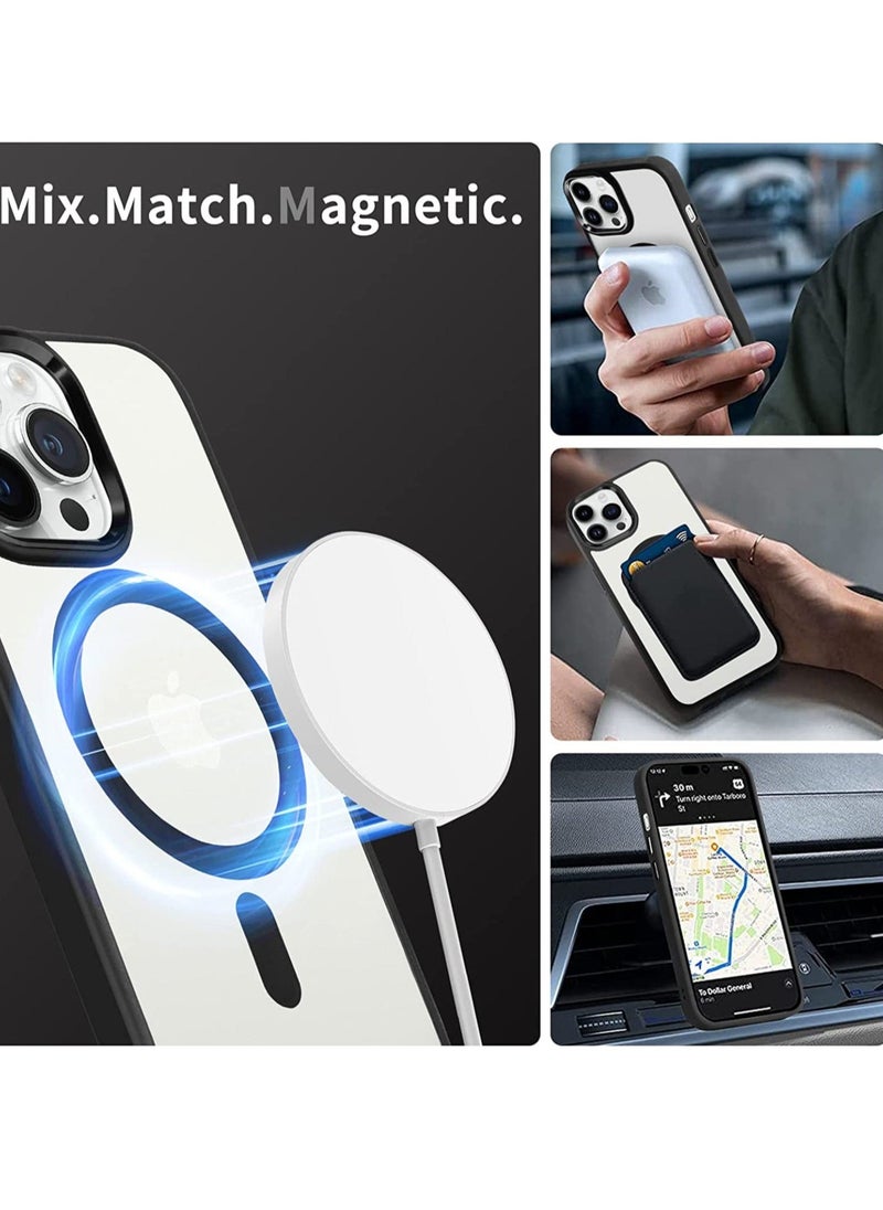 Raxoom iPhone 14 Pro Case Cover with Mag-Safe Magnetic Translucent Matte Protective Cover Back Hard Shockproof Cases for Apple iPhone 14 Pro Phone Case(2022)(6.1 inch) Black - Image 2