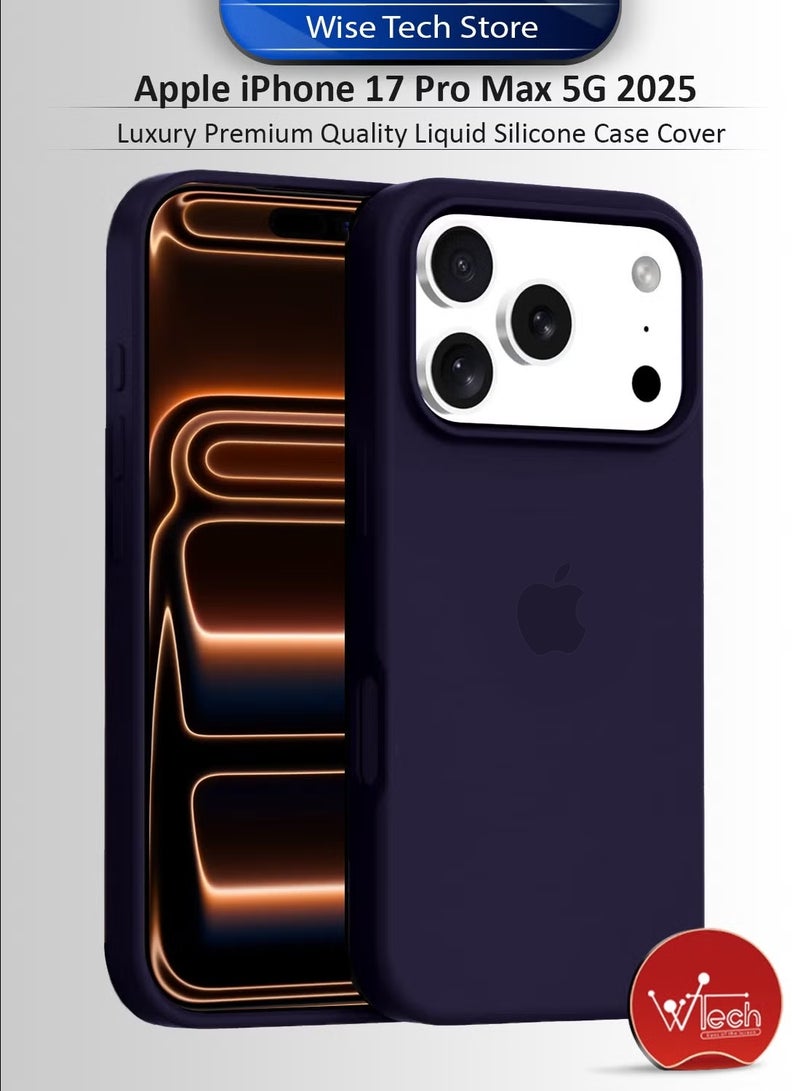 Wtech Apple iPhone 17 Pro Max 5G 2025 Luxury Premium Quality Liquid Silicone Case Cover (MCRPSN) - Eggplant Purple