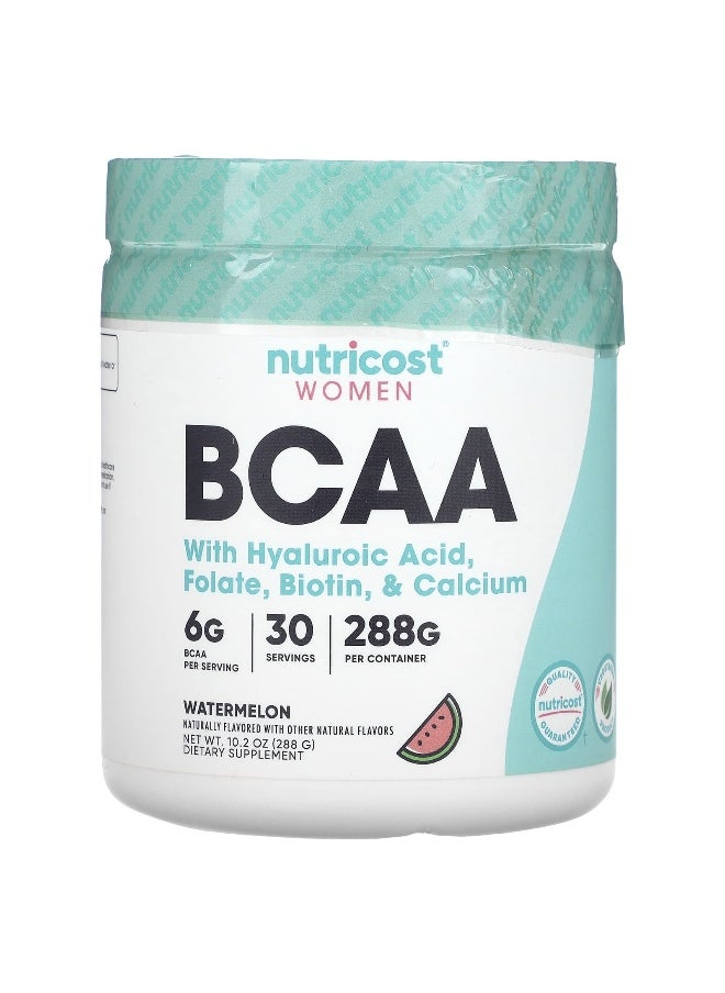 Nutricost Nutricost, Women, BCAA With Hyaluronic Acid, Folate, Biotin, & Calcium , Watermelon, 10.2 oz (288 g)  - Image 1
