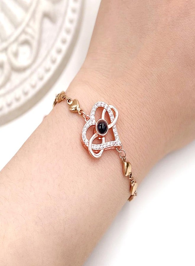 Tobestu Infinite Heart Link Chain Bracelet that Says I Love You in 100 Different Languages Romantic Valentines Birthday Gifts for Her Y4432 (Rose Gold) - Image 2