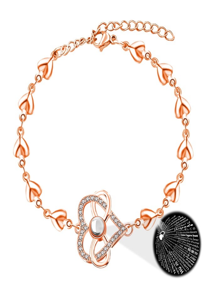 Tobestu Infinite Heart Link Chain Bracelet that Says I Love You in 100 Different Languages Romantic Valentines Birthday Gifts for Her Y4432 (Rose Gold) - Image 1