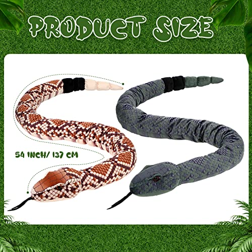 Moneer 2 Pcs Giant Snake Plush 54 Inch Large Stuffed Rattlesnake Realistic Snake Stuffed Animal Jumbo Rattlesnake for Birthday Party Gifts Decoration Carnival Prank Props - Image 5