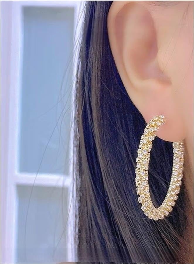 زوج واحد من الأقراط الكبيرة المثقوبة بالكامل مقاس 5 سم، تصميم رائع، أقراط كبيرة لامعة متعددة الاستخدامات للحفلات، أقراط مبالغ فيها للحفلات مع أقراط الهدايا - Image 5