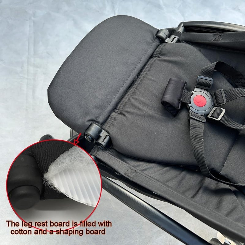 Feliliber Stroller Leg Rest Compatible with Babyzen YOYO - Foldable Stroller Without Disassembly - Extend 6.2 inch Easy to Attach & Clean, Soft Fabric (Black) - Image 4