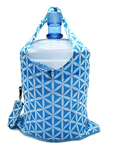 HOLYLUCK Reusable Grocery Bags,Heavy Duty Foldable Shopping Tote Bag (Standard, 3 Blue Geometric Flowers) - Image 2