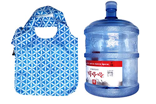 HOLYLUCK Reusable Grocery Bags,Heavy Duty Foldable Shopping Tote Bag (Standard, 3 Blue Geometric Flowers) - Image 4