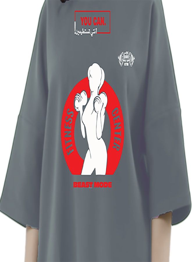 Genérico Women's Oversize T-shirt - FITNESS CENTER Printed for exercise, gym and bodybuilding 03 - Image 4