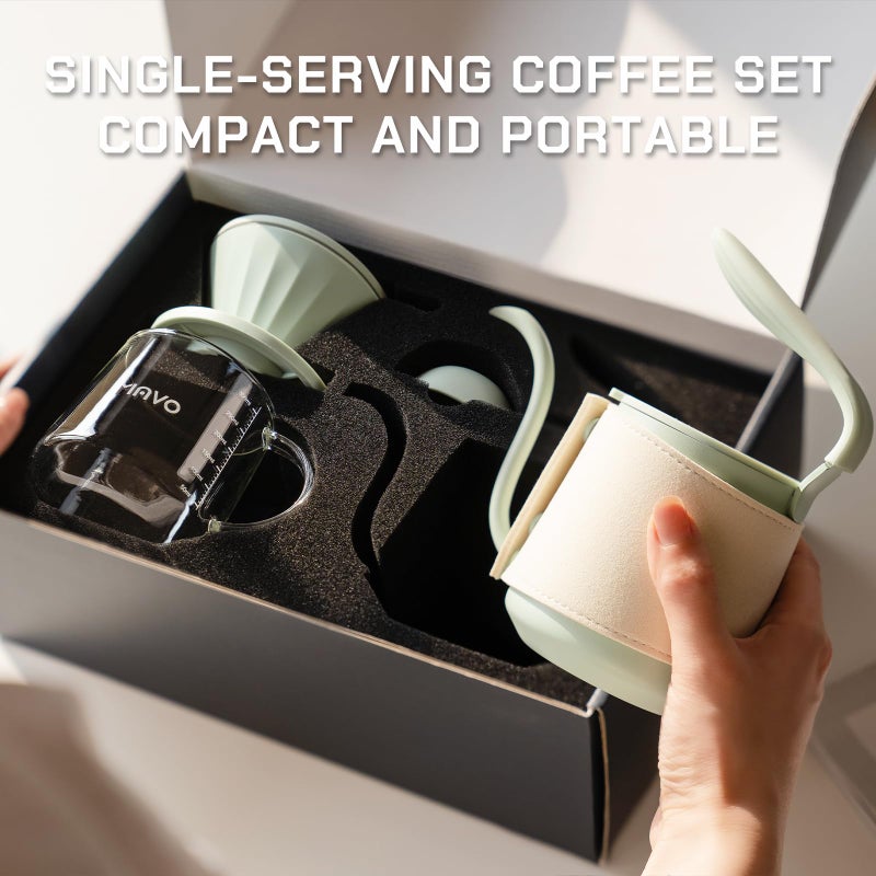 MAVO Pour Over Coffee Maker Set, Pour Over Kettle, Coffee Dripper, Glass Coffee Server with Scale, Stainless Steel Filter (Orange) - Image 4
