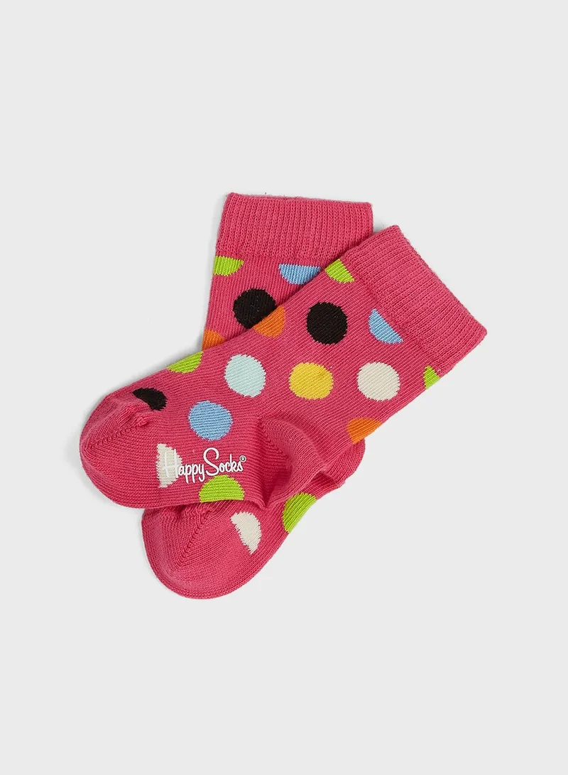 Happy Socks Kids 2 Pack Big Dot Crew Socks