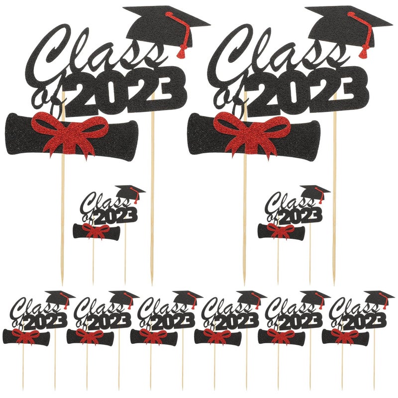 Black Graduation Cake Toppers 10pcs Dessert Decorations For Party Supplies - Image 2
