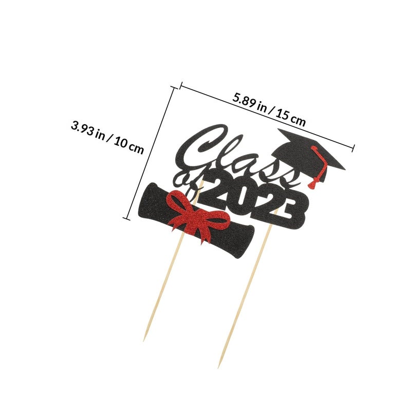 Black Graduation Cake Toppers 10pcs Dessert Decorations For Party Supplies - Image 3