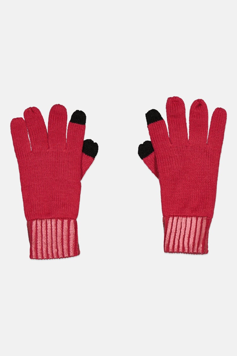 Body Glove Women 1 Pair Metallic Knitted Gloves, Dark Pink - Image 1