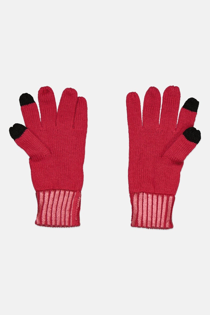 Body Glove Women 1 Pair Metallic Knitted Gloves, Dark Pink - Image 2
