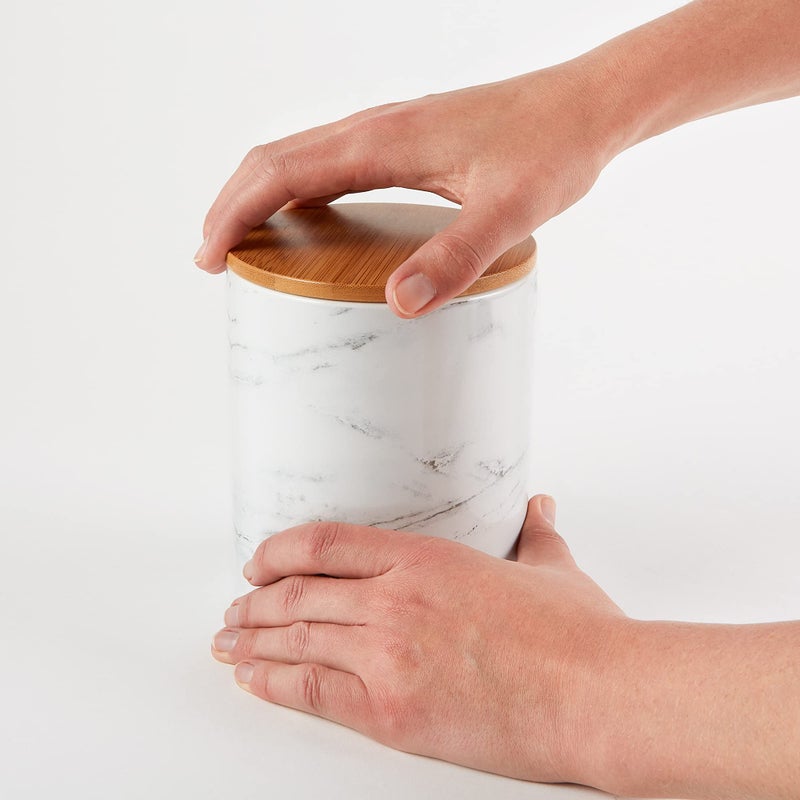 DII Kitchen Accessories Collection Ceramic, Canister Set, 4.5 Cup/3 Cup/1.25 Cup, White Marble - Image 3