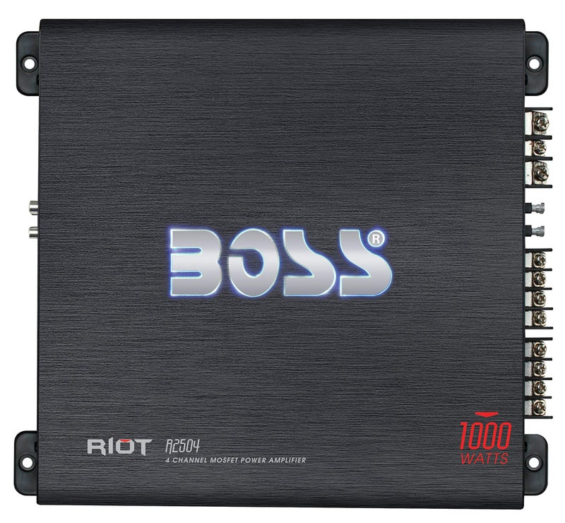 BOSS Audio Systems R2504 Riot Series Car Audio Stereo Subwoofer Amplifier - 1000 High Output, 4 Channel, Class A/B, 2/4 Ohm, High/Low Level Inputs, High/Low Pass Crossover, Bridgeable, Full Range - Image 1