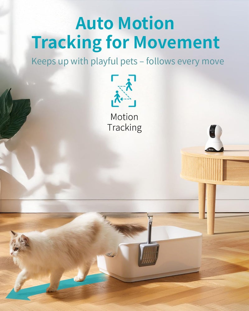 VIMTAG Indoor Pet Camera, 2.5K Dog Camera with Phone App, 360Â° Pan/Tilt Security Camera Indoor for Home/Nanny/Baby/Cat/Room, Dual-Band WiFi, Night Vision, Motion Tracking, 2-Way Audio, Cloud & SD Card - Image 3