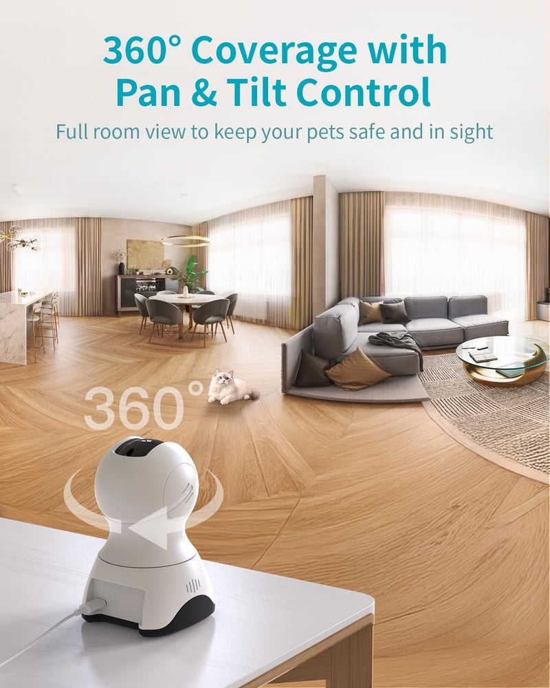 VIMTAG Indoor Pet Camera, 2.5K Dog Camera with Phone App, 360Â° Pan/Tilt Security Camera Indoor for Home/Nanny/Baby/Cat/Room, Dual-Band WiFi, Night Vision, Motion Tracking, 2-Way Audio, Cloud & SD Card - Image 2