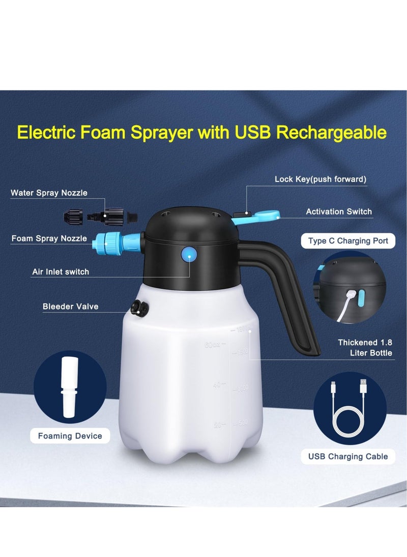 Generic Electric Car Foam Sprayer, 1.8L Pressurized Foam Sprayer with USB Rechargeable for Car Washing, Car Wash Sprayer for Car Beauty, Home, Garden, Automotive Accessory  - Image 4
