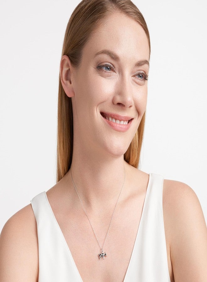 مورجان آند بايدج قلادة بقرة من مورغان آند بيج، مصنوعة من الفضة الإسترليني عيار 925 ومطلية بالروديوم ومزينة بالمينا السوداء - مجوهرات مضادة للحساسية للنساء - Image 4