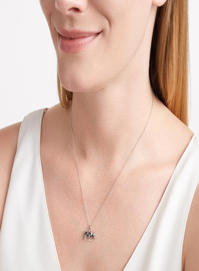 مورجان آند بايدج قلادة بقرة من مورغان آند بيج، مصنوعة من الفضة الإسترليني عيار 925 ومطلية بالروديوم ومزينة بالمينا السوداء - مجوهرات مضادة للحساسية للنساء - Image 2