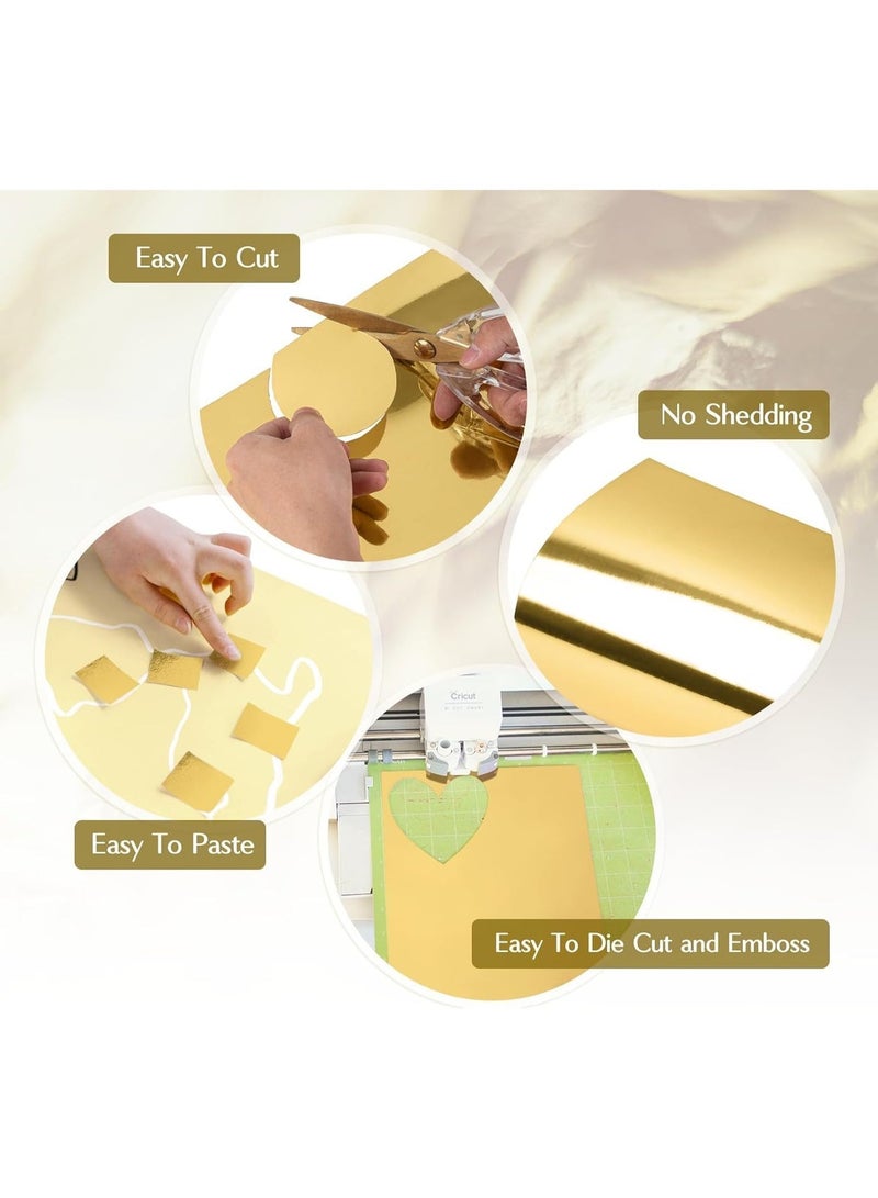 10 Sheets Metallic Gold Cardstock Paper, Foil Paper Glossy Cardstock, for Crafting Scrapbooks Greeting Cards and Invitations, 8.3 x 11.7in, 250 gsm - Image 3