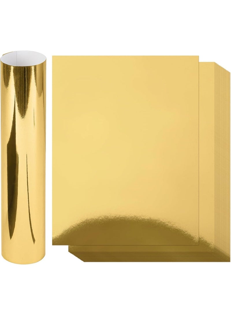 10 Sheets Metallic Gold Cardstock Paper, Foil Paper Glossy Cardstock, for Crafting Scrapbooks Greeting Cards and Invitations, 8.3 x 11.7in, 250 gsm - Image 1