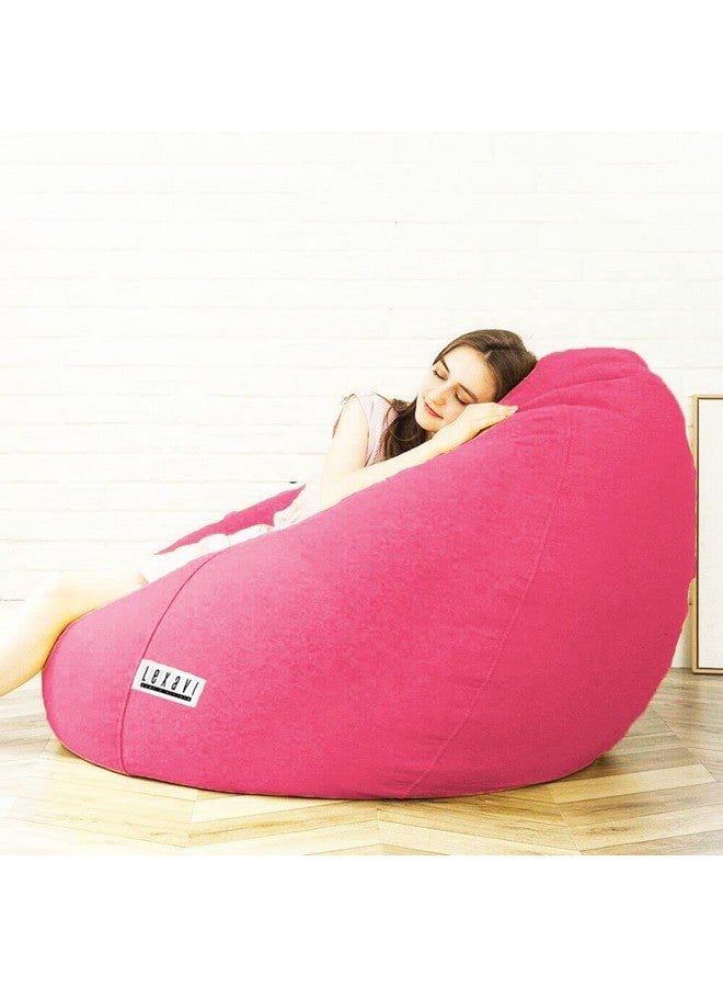 LEXAVI LEXAVI Brand - 4XL Bean Bags with Round Footrest Beans Filled with Free Cushion - (XXXXL - Pink)  - Image 3