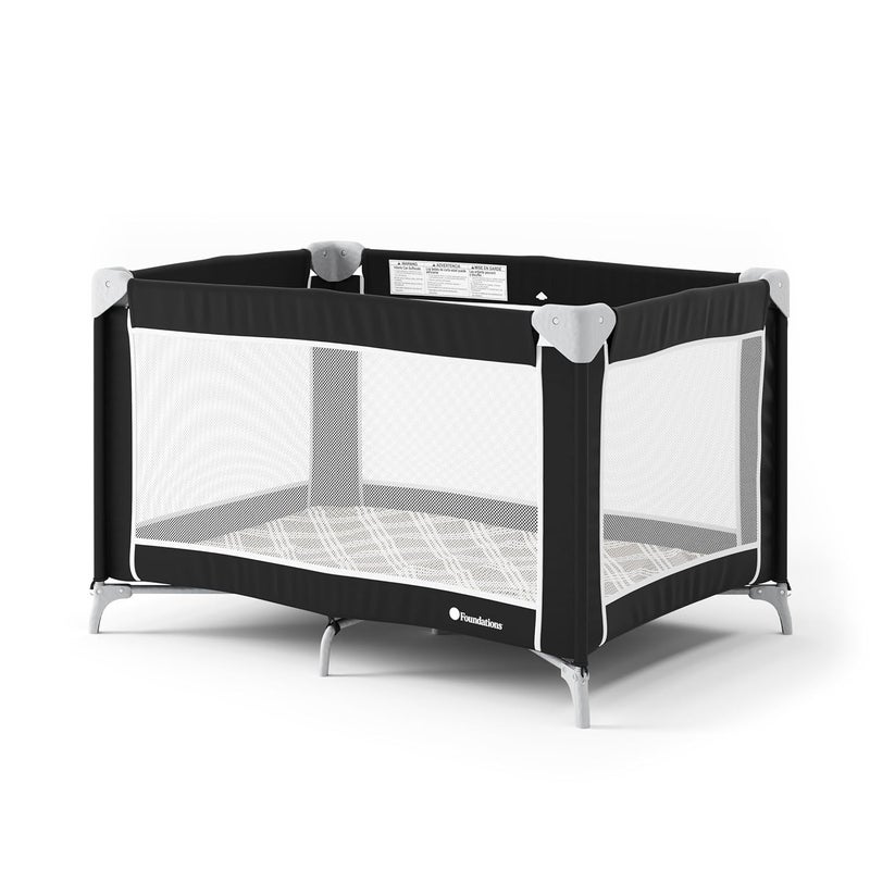 Foundations Sleep N Store Baby Pack and Play Yard  Portable Playpen for Toddlers Foldable Travel Playpen with Storage Bag  Foam Mattress Durable Design for Hotels  Daycares  Graphite - Image 1